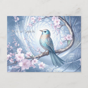 Blue Bird Floral Postcard