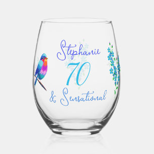 Blue Bird Forget Me Not Floral 70 and Sensational Stemless Wine Glass