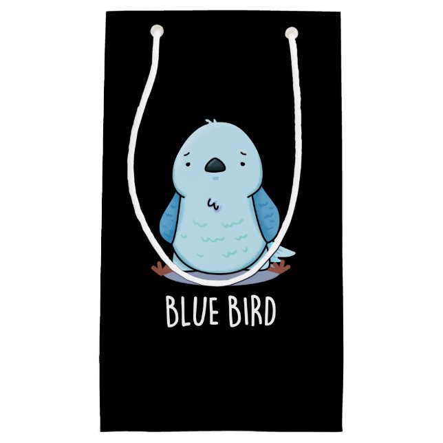 Blue Bird Funny Animal Pun Dark BG Small Gift Bag (Front)