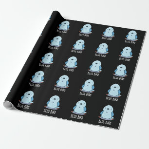 Blue Bird Funny Animal Pun Dark BG Wrapping Paper