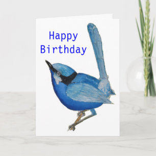 Blue Bird Happy Birthday Card