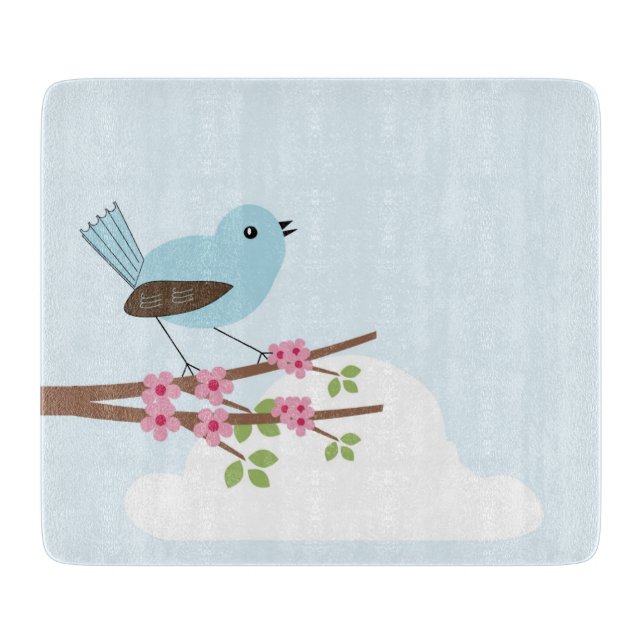 Blue Bird in Blossom Tree Cutting Board (Front)