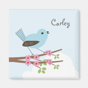 Blue Bird in Blossom Tree Personalised Magnet
