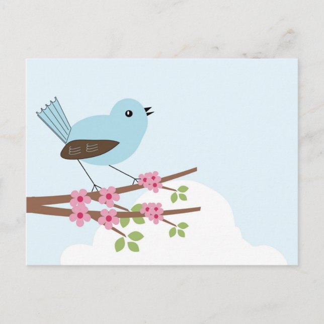 Blue Bird in Blossom Tree Postcard (Front)