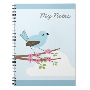 Blue Bird in Blossom Tree Spiral Notebook