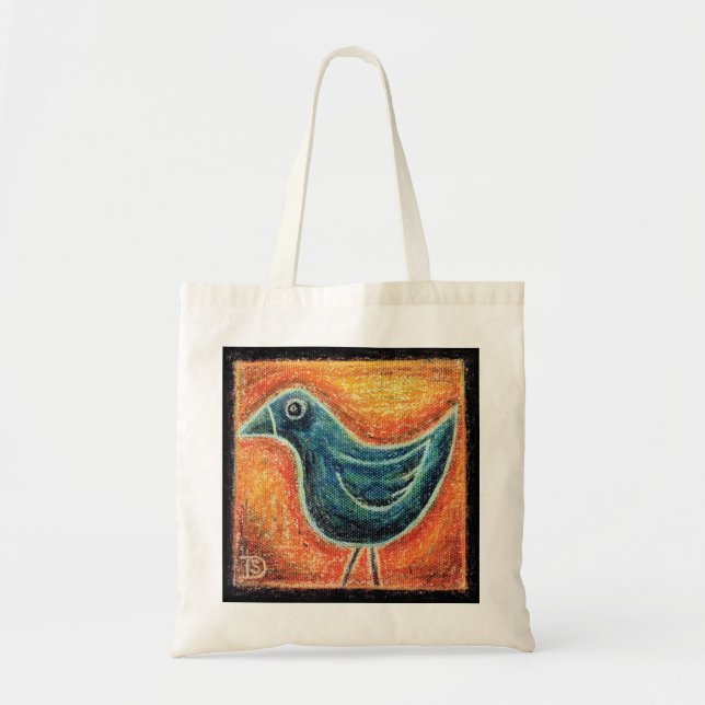 Blue Bird in Oil Pastel Tote Bag (Front)