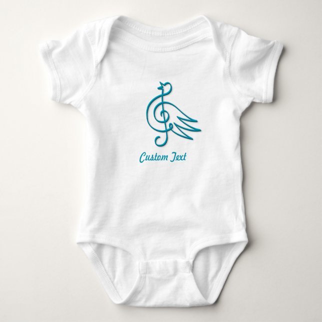 Blue bird music baby bodysuit (Front)