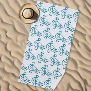 Blue bird music beach towel