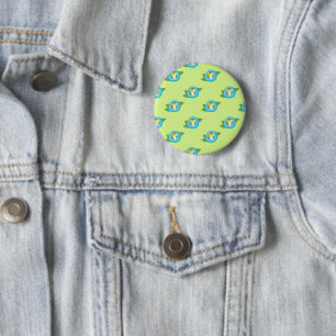 Blue Bird Nests Colourful Eggs Green Leaves Nature 6 Cm Round Badge
