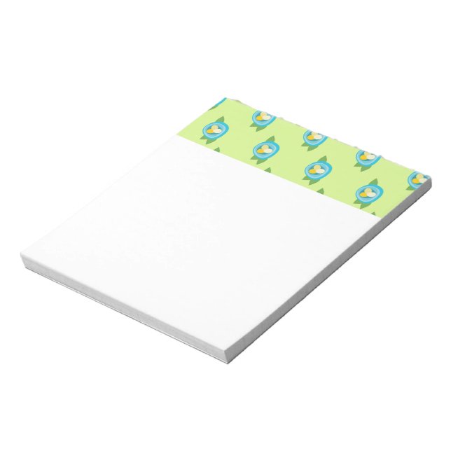 Blue Bird Nests Colourful Eggs Green Leaves Nature Notepad (Rotated)