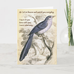 Blue Bird, Never Went Away Vintage Sympathy Card