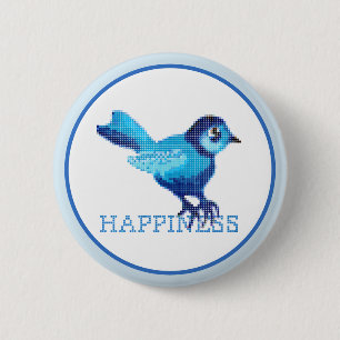 Blue bird of happiness 6 cm round badge