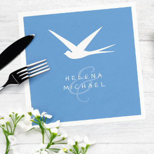 Blue Bird of Happiness Wedding Day Napkin