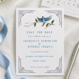 Blue Bird of Happiness Wedding Save the Date Card