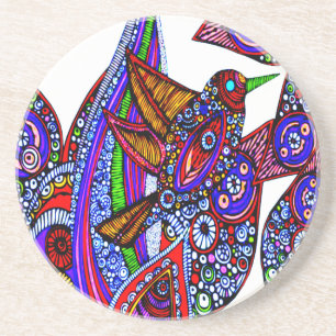 Blue Bird Of Paradise White Coaster