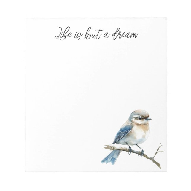 Blue Bird on a Tree Branch Notepad (Front)