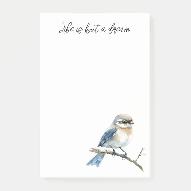 Blue Bird on a Tree Branch Post-it Notes (Front)