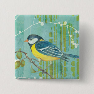 Blue Bird Perched on a Tree 15 Cm Square Badge