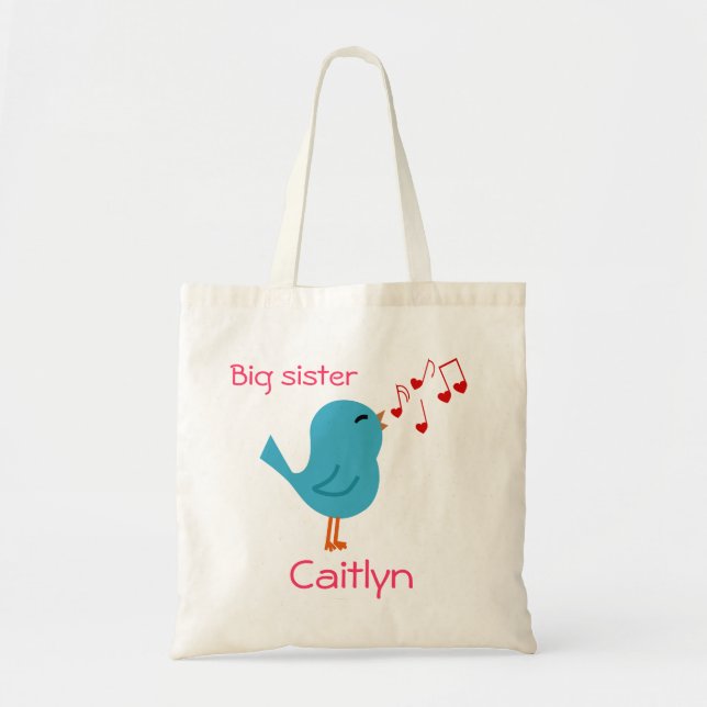Blue Bird Personalised Big Sister Tote (Front)