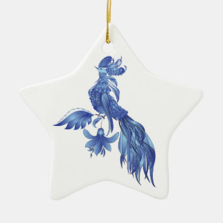 Blue bird phoenix ceramic tree decoration