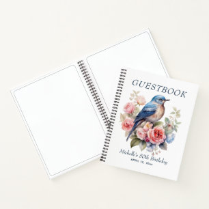 Blue Bird Pink Floral 50th Birthday Notebook