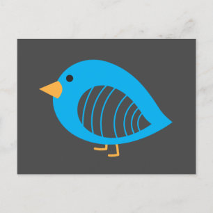 Blue bird quirky birds postcard