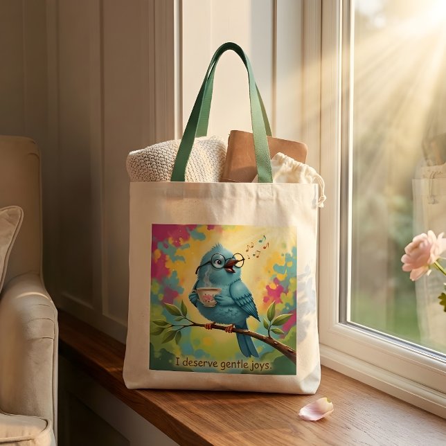 Blue Bird Quote Tote Bag (Creator Uploaded)