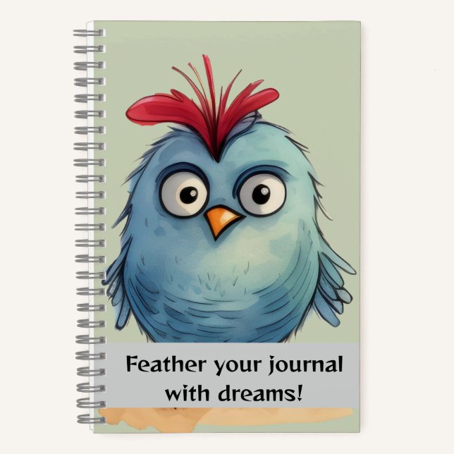 Blue bird Red feathers on head Notebook (Front)
