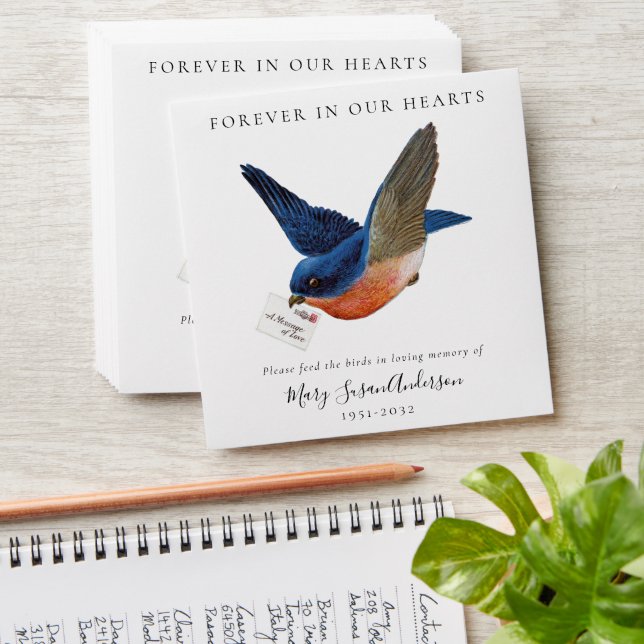 Blue Bird Seed Packet Memorial Funeral  Envelope (Stacked)