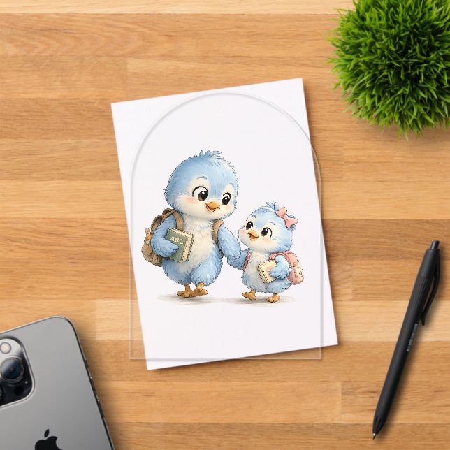 Blue Bird Siblings Acrylic Invitation (Insitu (Invitation Card))
