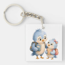 Blue Bird Siblings Acrylic Keychain