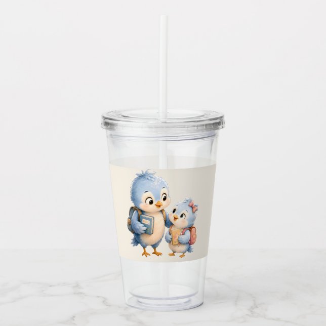 Blue Bird Siblings Acrylic Tumbler (Front)