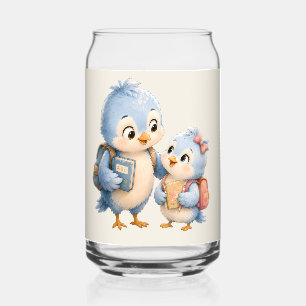 Blue Bird Siblings Drinking Glass