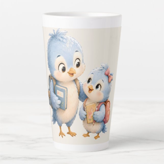 Blue Bird Siblings Latte Coffee Mug (Front)