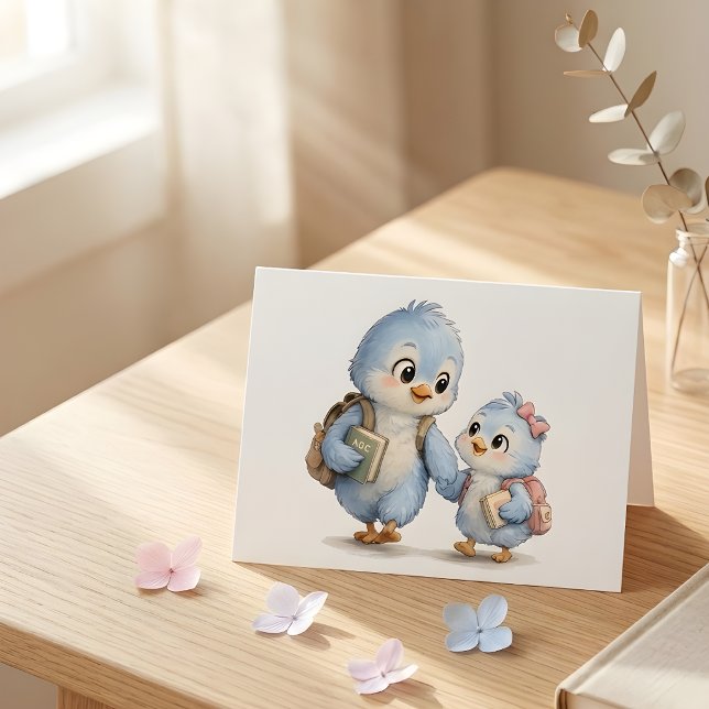 Blue Bird Siblings Thank You Card (Creator Uploaded)