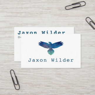 Blue Bird Silhouette Cloud Minimal Typewriter Business Card