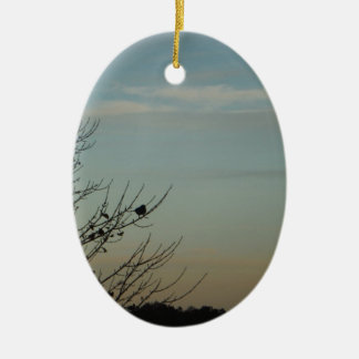 Blue Bird silhouette Powder Blue Sky Ceramic Tree Decoration