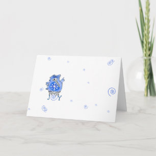 Blue Bird Snowflake Cartoon Holiday Card
