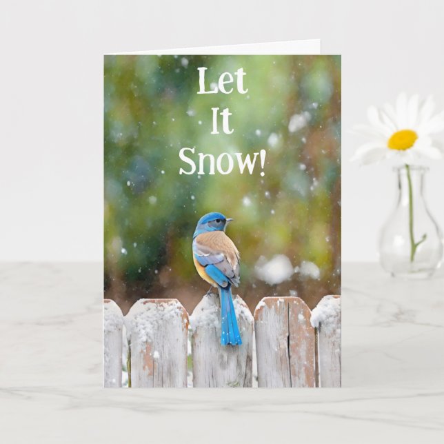 Blue Bird Snowing Christmas Art Card (Small Plant)
