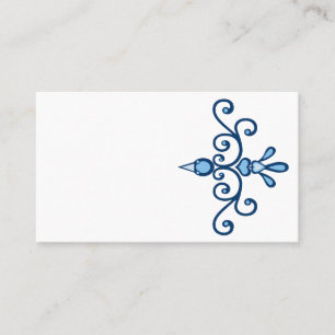 Blue bird stylish scroll art and blue border business card