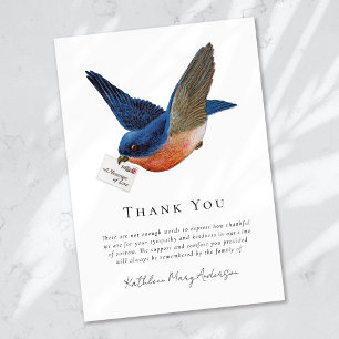 Blue Bird Sympathy Funeral Thank You Card