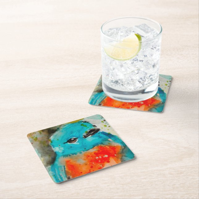 Blue Bird Watercolor Paper Coaster (Insitu)