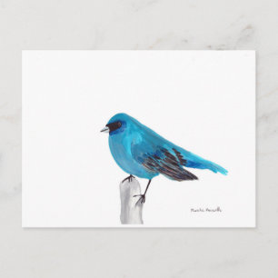 Blue bird wildlife nature watercolor postcard