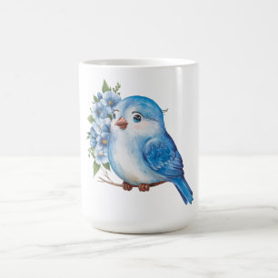 Blue Bird with Flowers Coffee Mug
