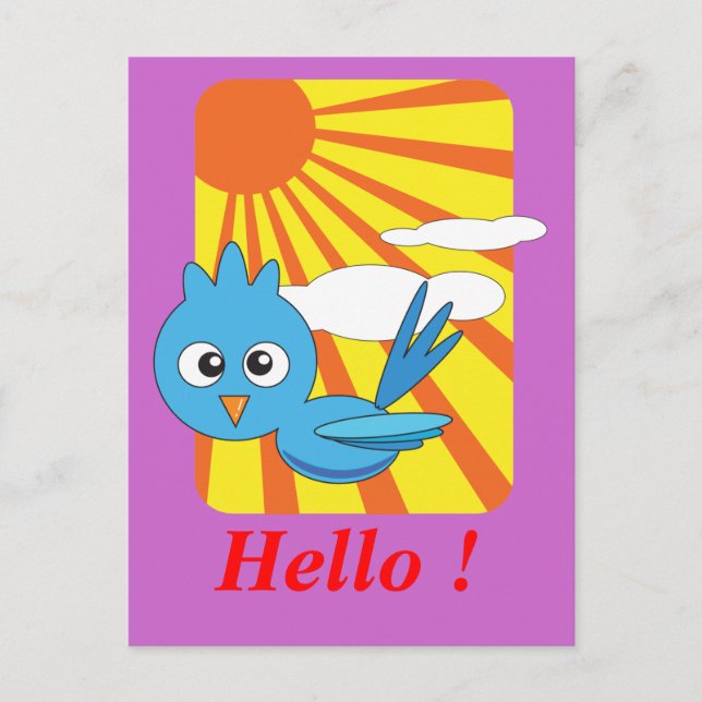 Blue bird with sunshine postcard (Front)