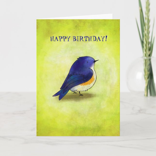 Blue Birdie Greeting Card(customisable) Card (Front)