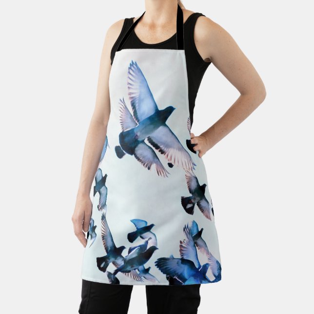 Blue birds All-Over Print Apron (Insitu)