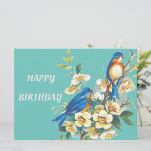 BLUE BIRDS BIRTHDAY CARD