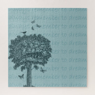 Blue Birds Butterflies Dream Tree Jigsaw Puzzle