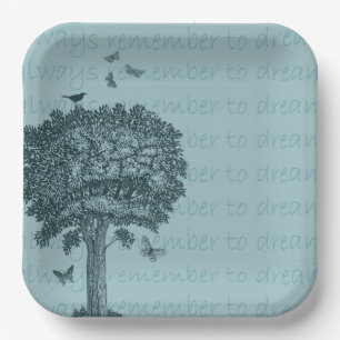 Blue Birds Butterflies Dream Tree Paper Plate